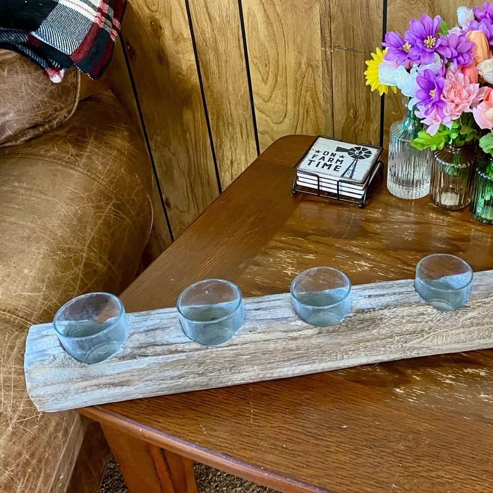 Rustic Wooden Tea Candle Holder